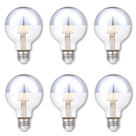 Bulb LED Dimmable 4.5W 120V G25 Glassobe FilaMount 2700K Clear/Chrm E26 Med Bs, 6PK